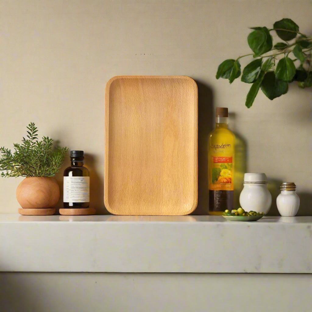 Wood Beech Oval & Rectangular Serving Plates