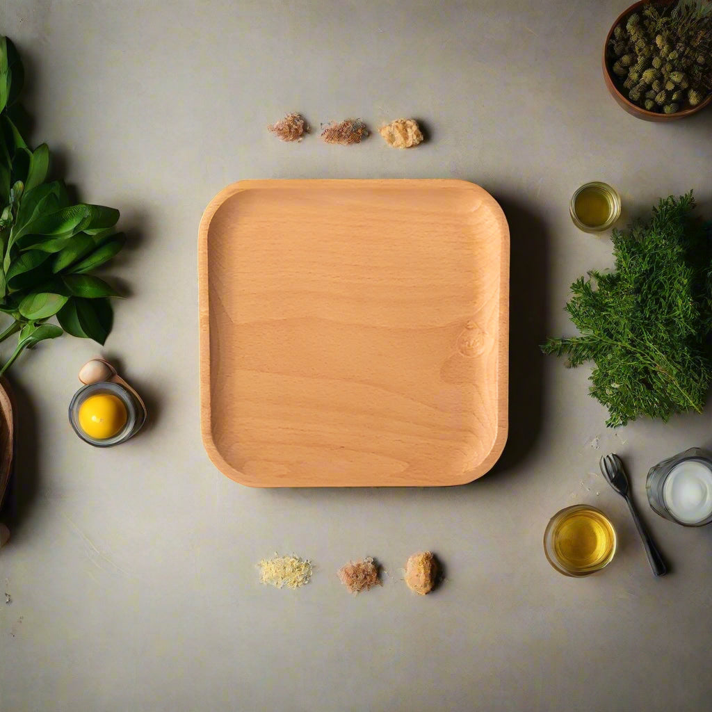 Wood Beech Oval & Rectangular Serving Plates