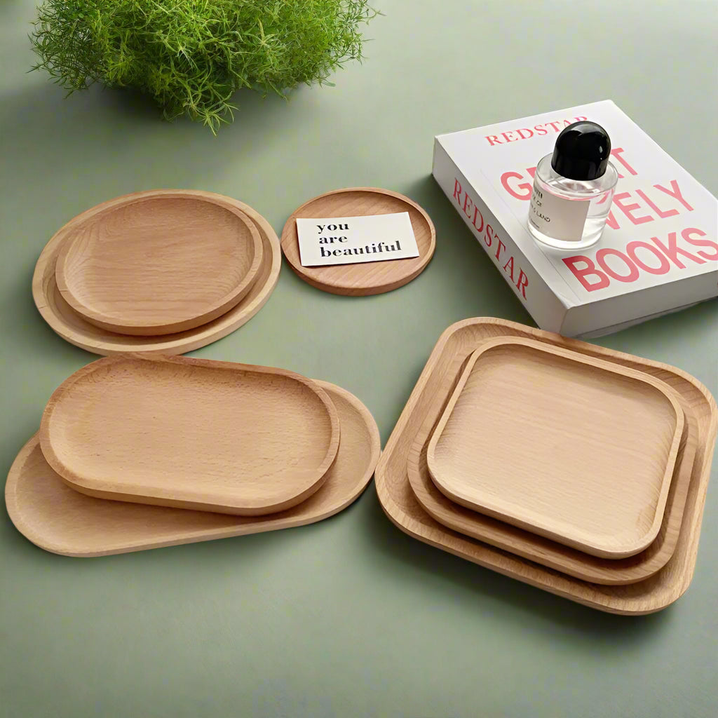 Wood Beech Oval & Rectangular Serving Plates