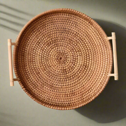 Handwoven Rattan Tray & Food Storage Basket