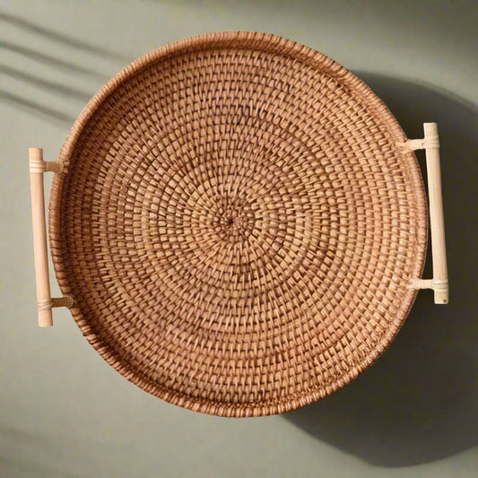 Handwoven Rattan Tray & Food Storage Basket