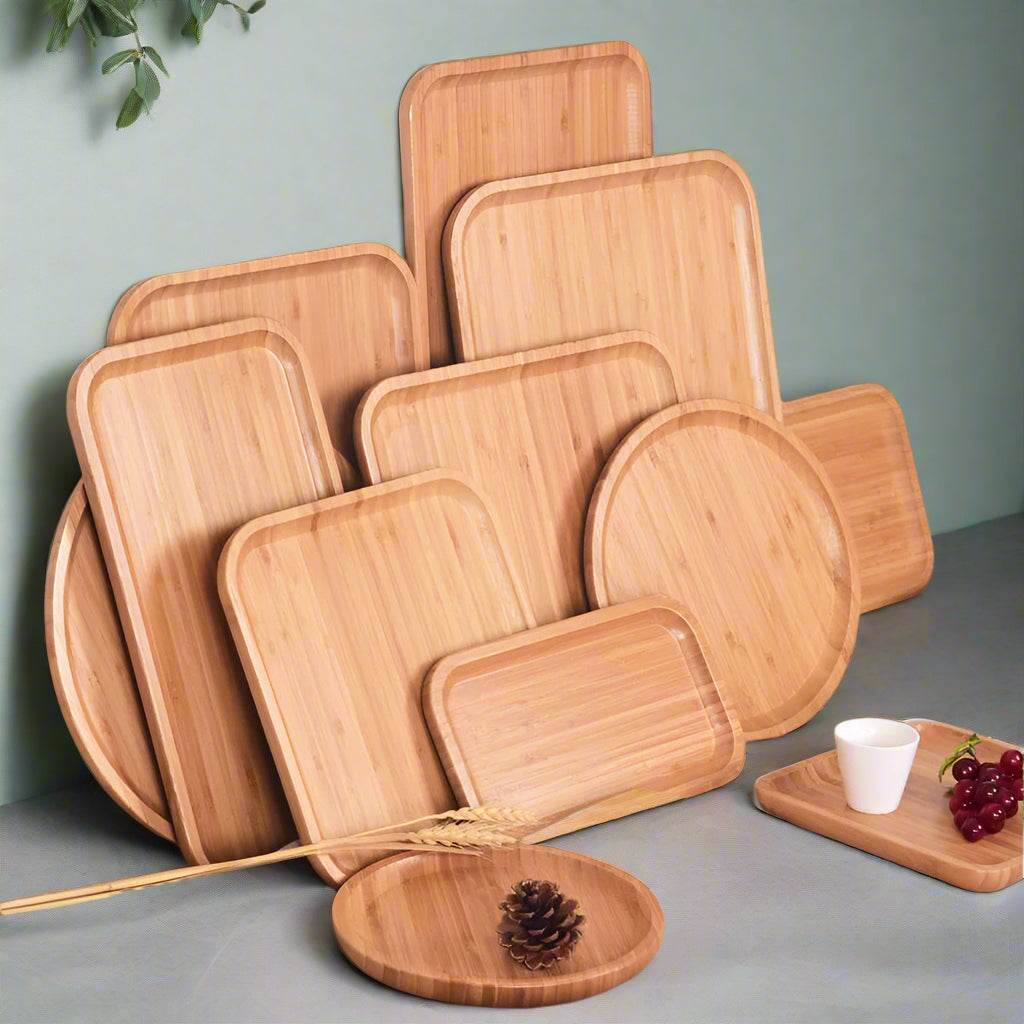Wood Beech Oval & Rectangular Serving Plates