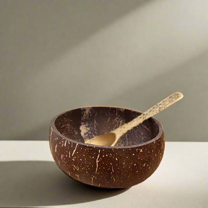 Natural Coconut Wood Bowl & Spoon Set