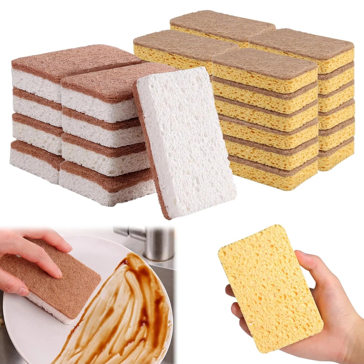 Biodegradable Cellulose & Coconut Scrubbing Sponges